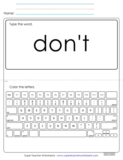 Type the Word: Don't (Printable PDF Worksheet)