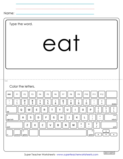 Type the Word: Eat (Printable PDF Worksheet)