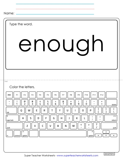 Type the Word: Enough (Printable PDF Worksheet)