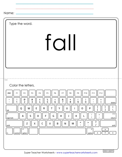 Type the Word: Fall (Printable PDF Worksheet)