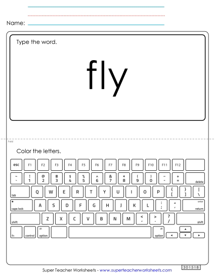 Type the Word: Fly (Printable PDF Worksheet)
