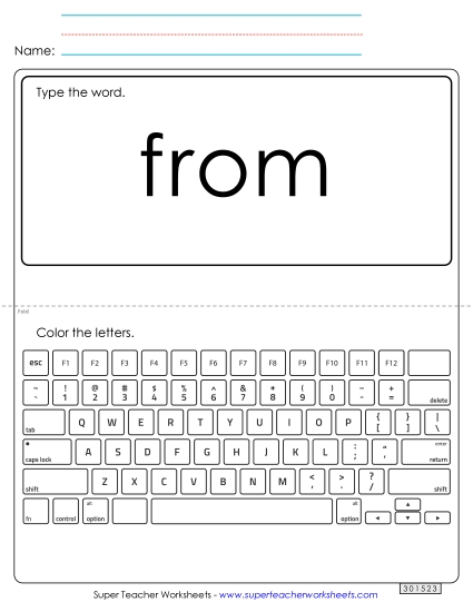 Type the Word: From (Printable PDF Worksheet)