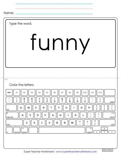 Type the Word: Funny (Printable PDF Worksheet)