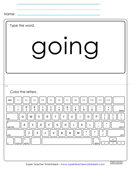 Type the Word: Going (Printable PDF Worksheet)