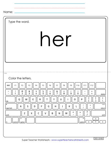 Type the Word: Her (Printable PDF Worksheet)