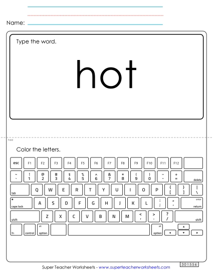 Type the Word: Hot (Printable PDF Worksheet)