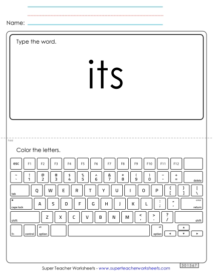 Type the Word: Its (Printable PDF Worksheet)
