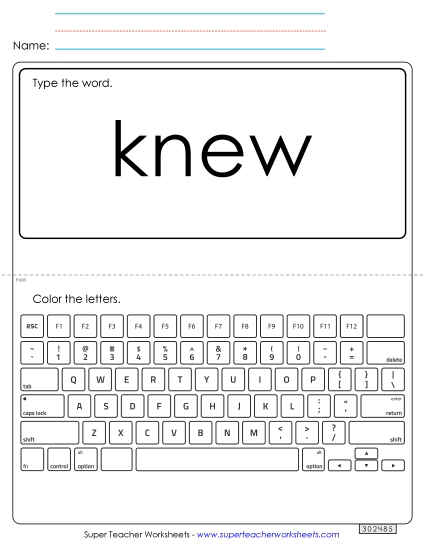 Type the Word: Knew (Printable PDF Worksheet)
