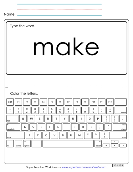 Type the Word: Make (Printable PDF Worksheet)