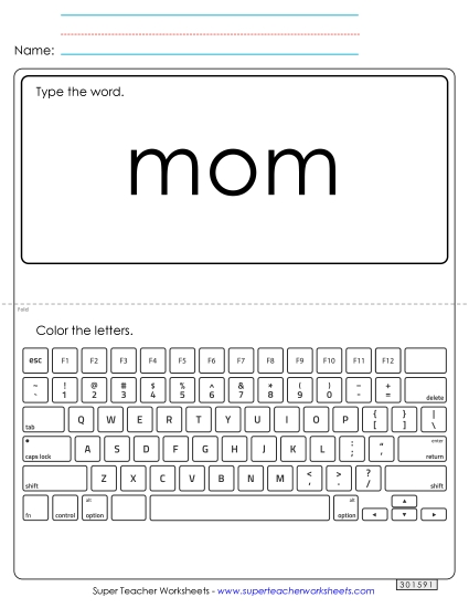 Type the Word: Mom (Printable PDF Worksheet)