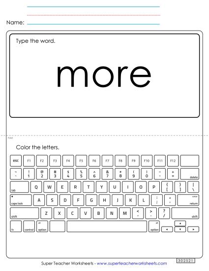 Type the Word: More (Printable PDF Worksheet)