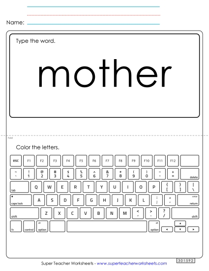 Type the Word: Mother (Printable PDF Worksheet)