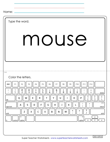 Type the Word: Mouse (Printable PDF Worksheet)
