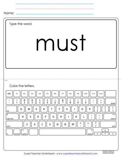 Type the Word: Must (Printable PDF Worksheet)