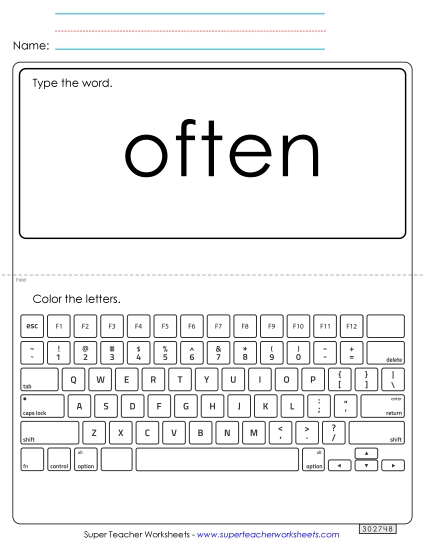 Type the Word: Often (Printable PDF Worksheet)