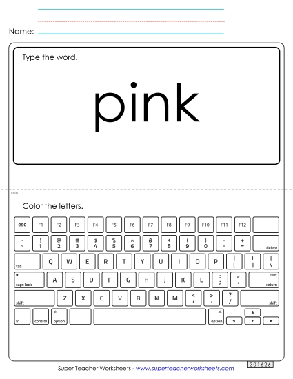 Type the Word: Pink (Printable PDF Worksheet)