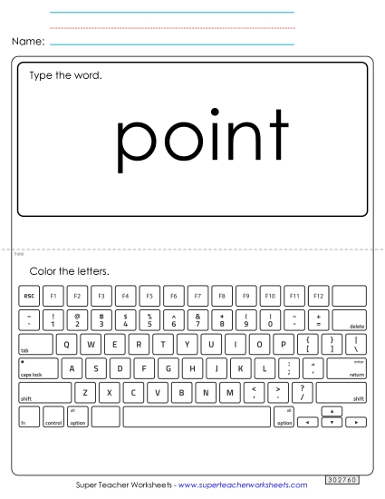 Type the Word: Point (Printable PDF Worksheet)