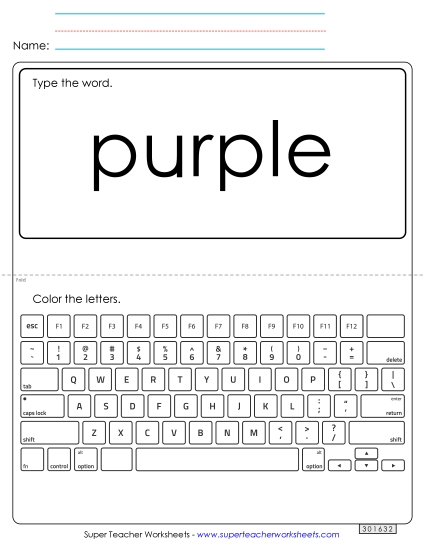 Type the Word: Purple (Printable PDF Worksheet)