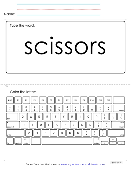 Type the Word: Scissors (Printable PDF Worksheet)