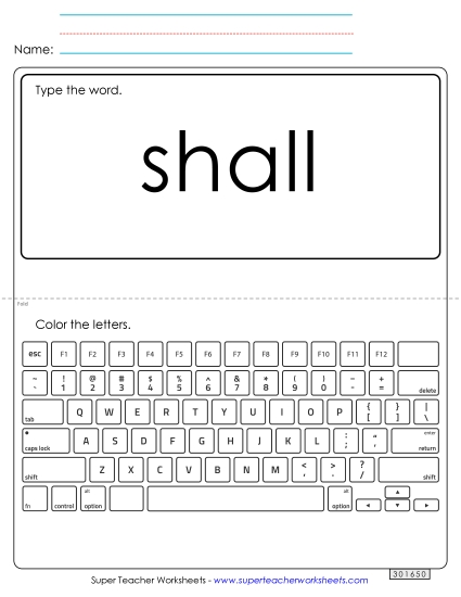 Type the Word: Shall (Printable PDF Worksheet)