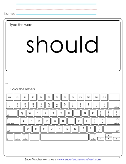 Type the Word: Should (Printable PDF Worksheet)