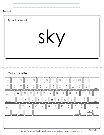 Type the Word: Sky (Printable PDF Worksheet)