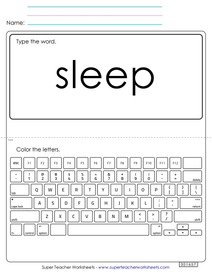 Type the Word: Sleep (Printable PDF Worksheet)