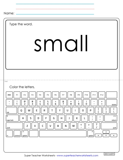Type the Word: Small (Printable PDF Worksheet)