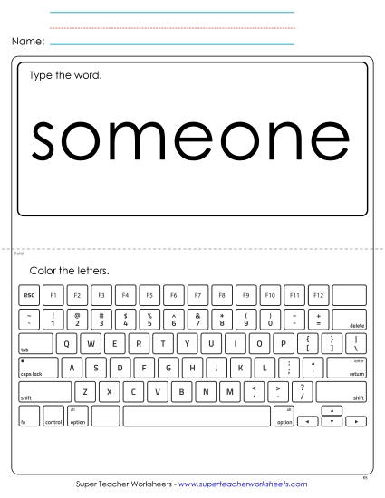 Type the Word: Someone (Printable PDF Worksheet)