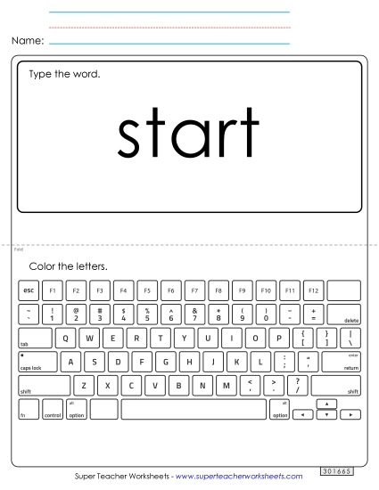 Type the Word: Start (Printable PDF Worksheet)