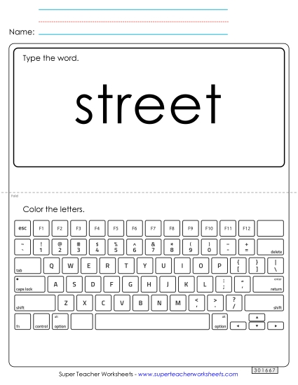 Type the Word: Street (Printable PDF Worksheet)