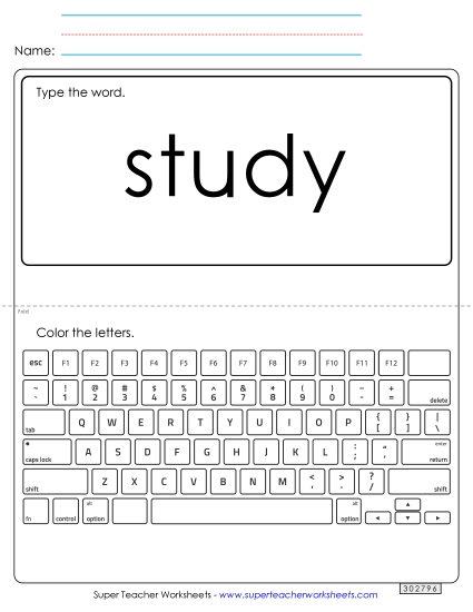 Type the Word: Study (Printable PDF Worksheet)