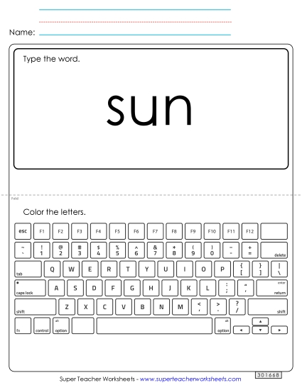Type the Word: Sun (Printable PDF Worksheet)