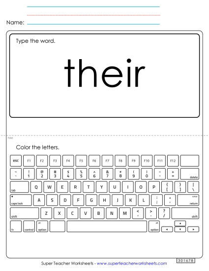 Type the Word: Their (Printable PDF Worksheet)