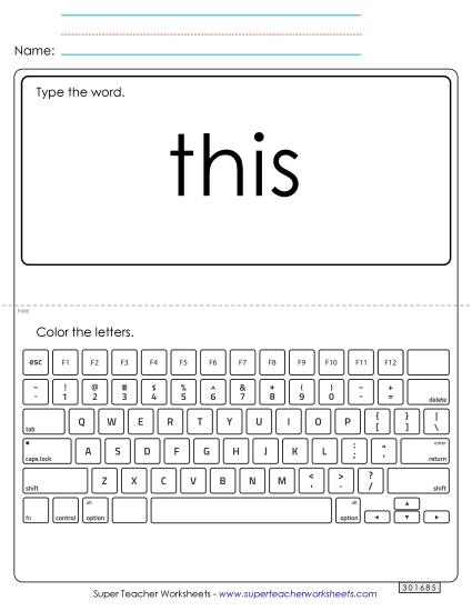 Type the Word: This (Printable PDF Worksheet)