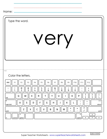 Type the Word: Very (Printable PDF Worksheet)