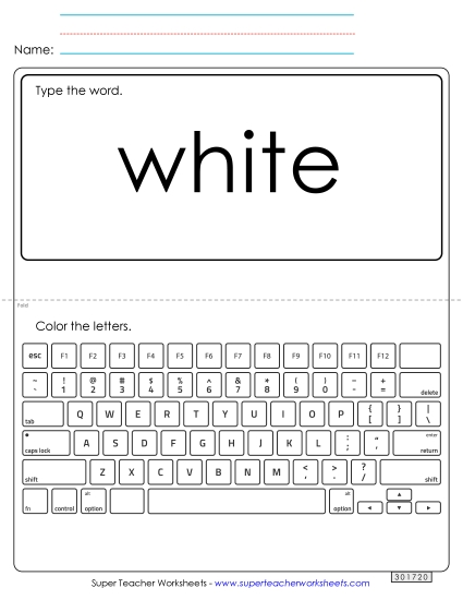 Type the Word: White (Printable PDF Worksheet)