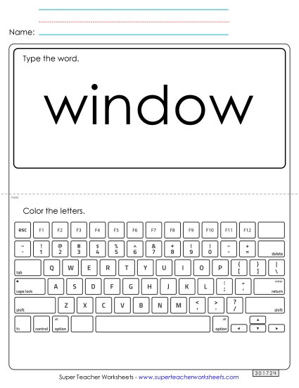 Type the Word: Window (Printable PDF Worksheet)