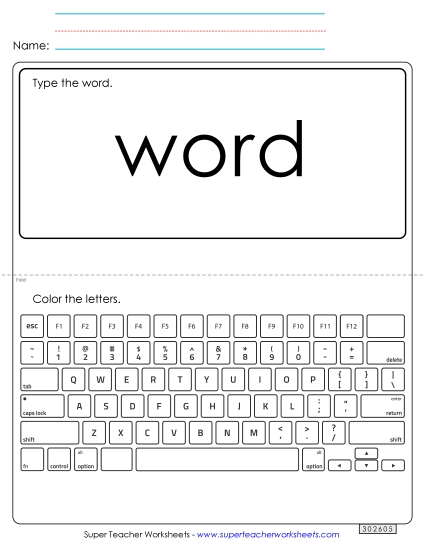 Type the Word: Word (Printable PDF Worksheet)