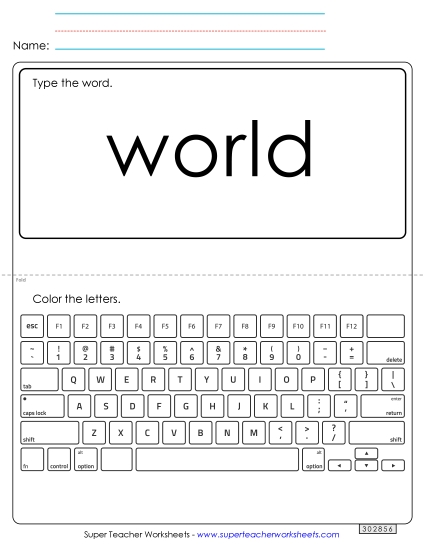 Type the Word: World (Printable PDF Worksheet)