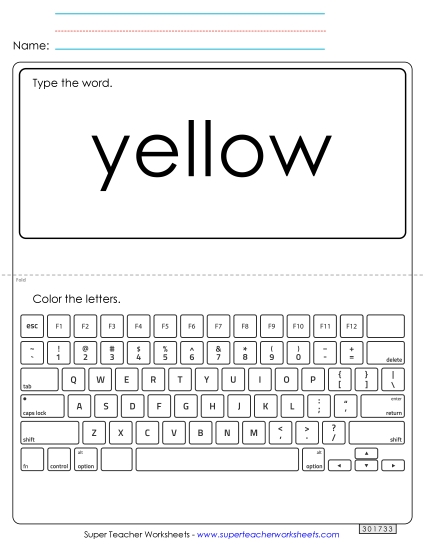 Type the Word: Yellow (Printable PDF Worksheet)