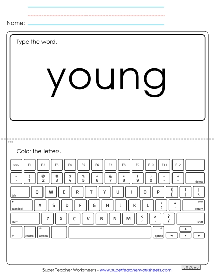 Type the Word: Young (Printable PDF Worksheet)
