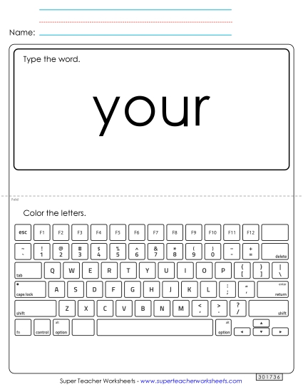 Type the Word: Your (Printable PDF Worksheet)