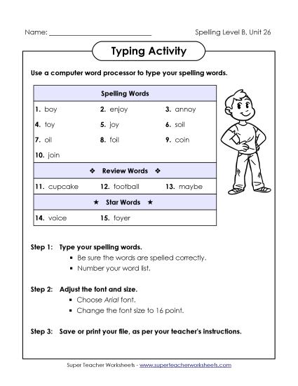 Worksheets - Typing Activity (B-26)  (Printable PDF Worksheet)