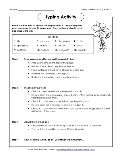 Worksheets and Puzzles - Typing Sentences (Printable PDF Worksheet)