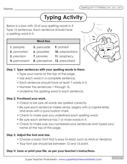 Worksheets and Puzzles - Typing Sentences (F-17) (Printable PDF Worksheet)