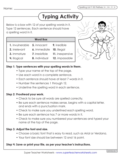 Worksheets and Puzzles - Typing Sentences (F-18) (Printable PDF Worksheet)