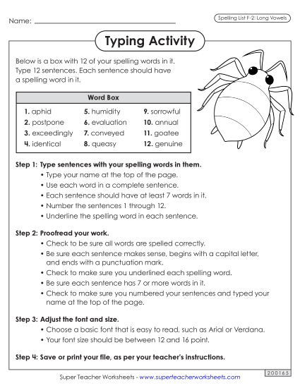 Worksheets and Puzzles - Typing Sentences (F-2) (Printable PDF Worksheet)