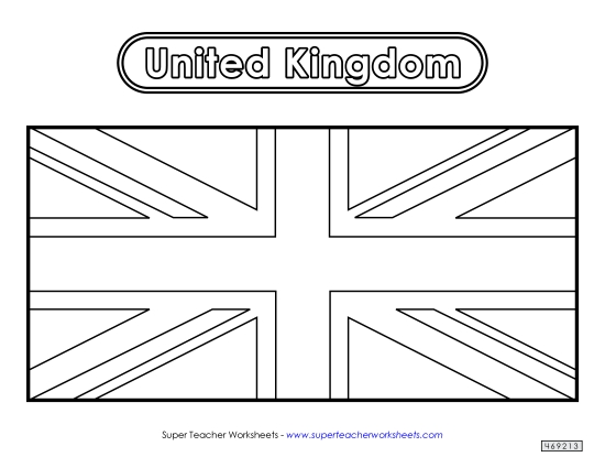 United Kingdom Flags - United Kingdom Flag (Black & White) (Printable PDF Worksheet)