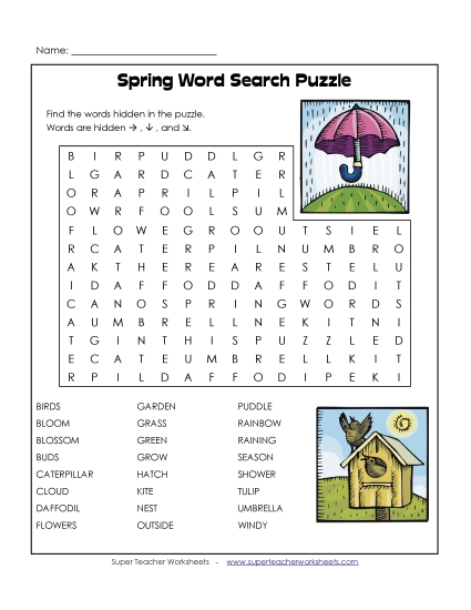Unsolvable Word Seaches - Unsolvable Spring Word Search (Printable PDF Worksheet)